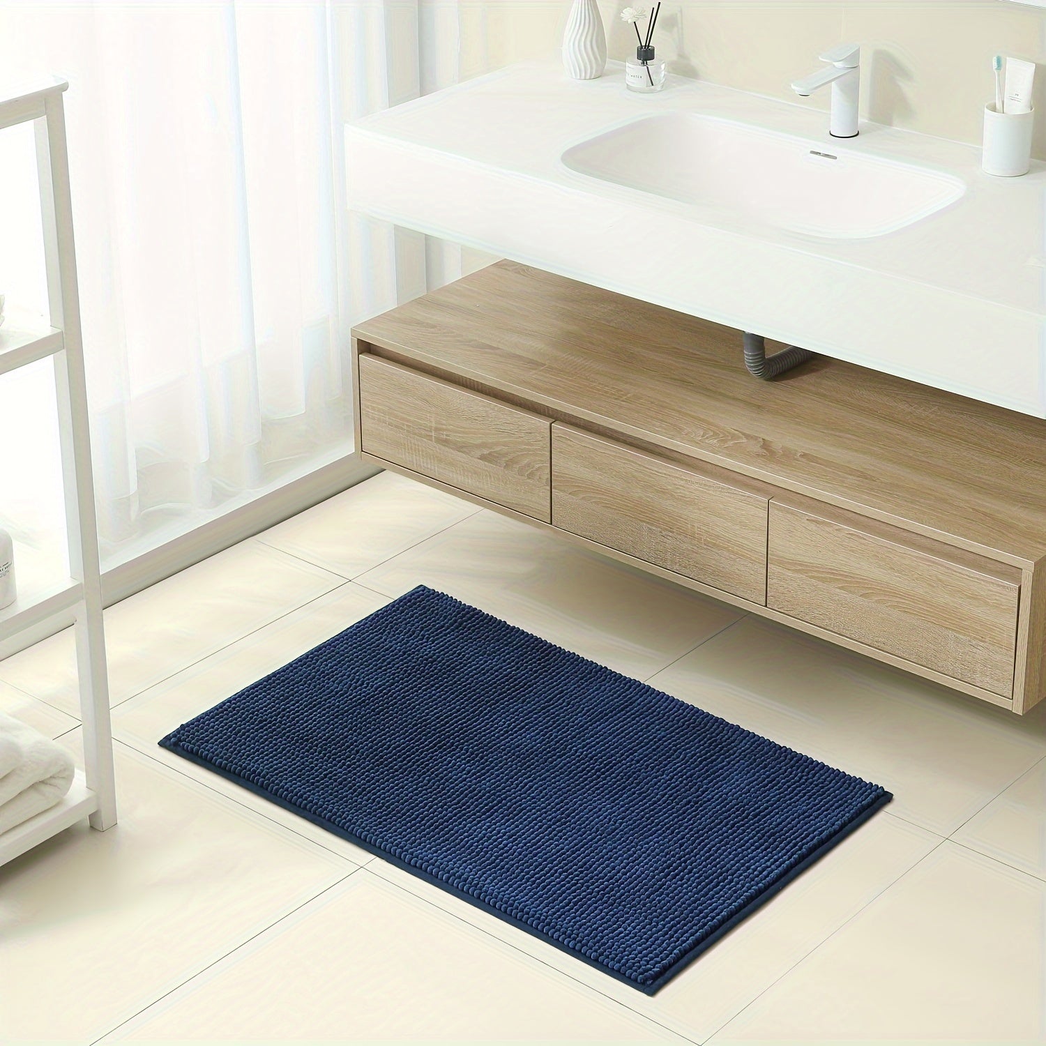 Tapis de bain en chenille moelleux