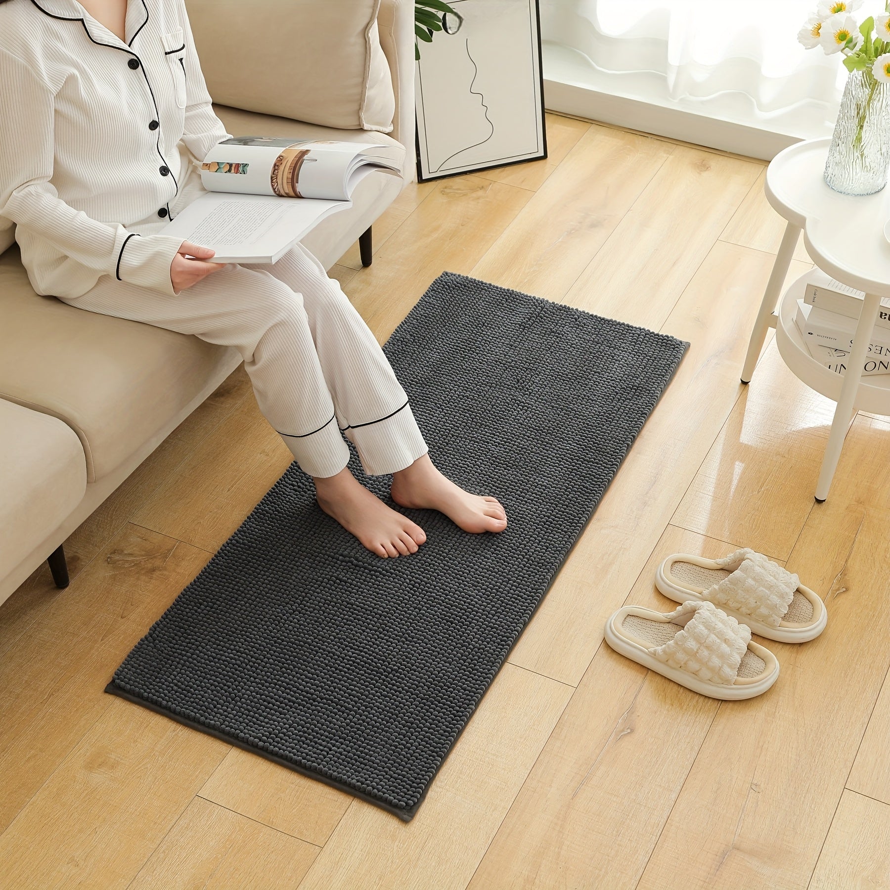 Tapis de bain en chenille moelleux