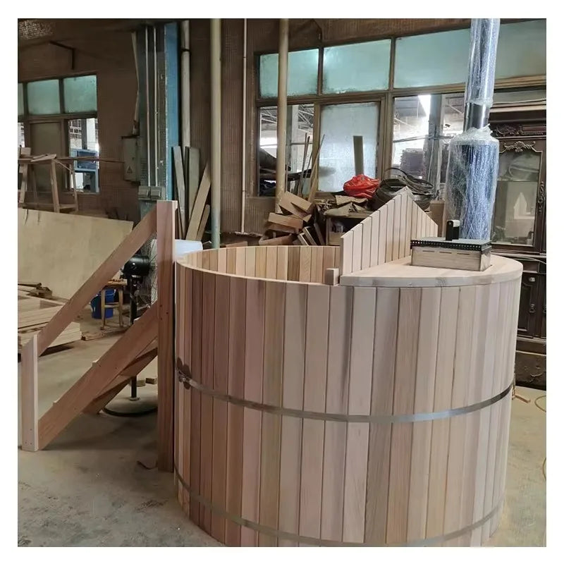 Spa jacuzzi en bois OMGD avec chauffage au bois - 6 à 8 personnes