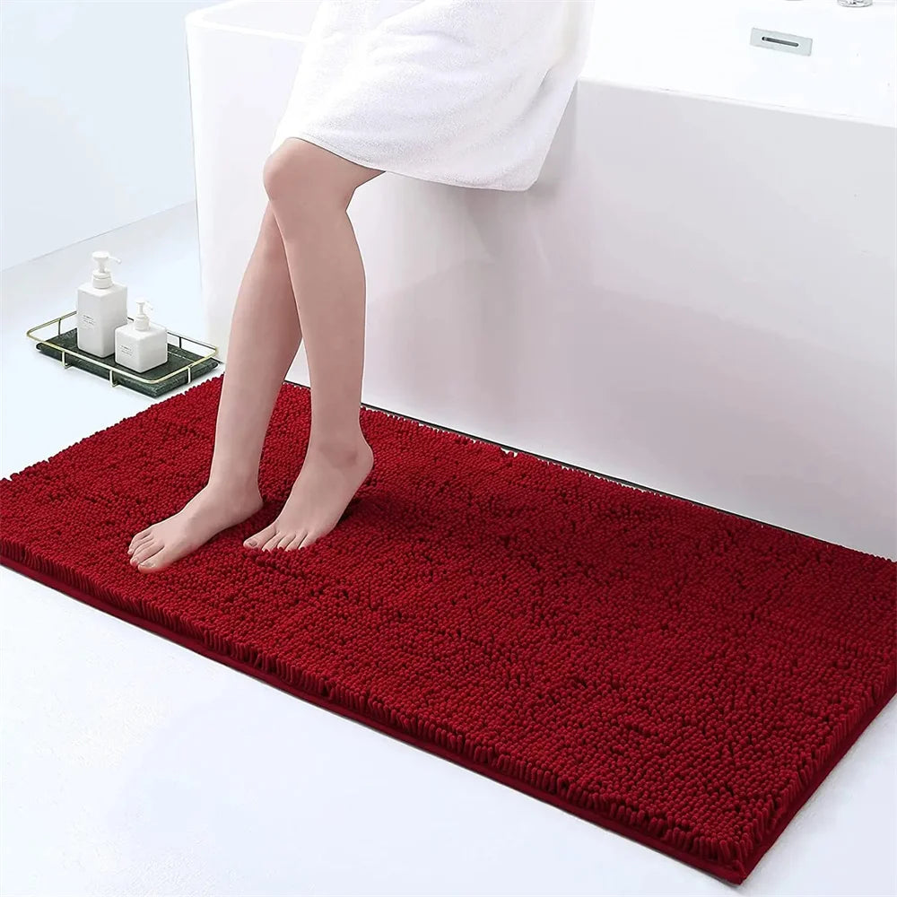 Tapis de bain en chenille moelleuse