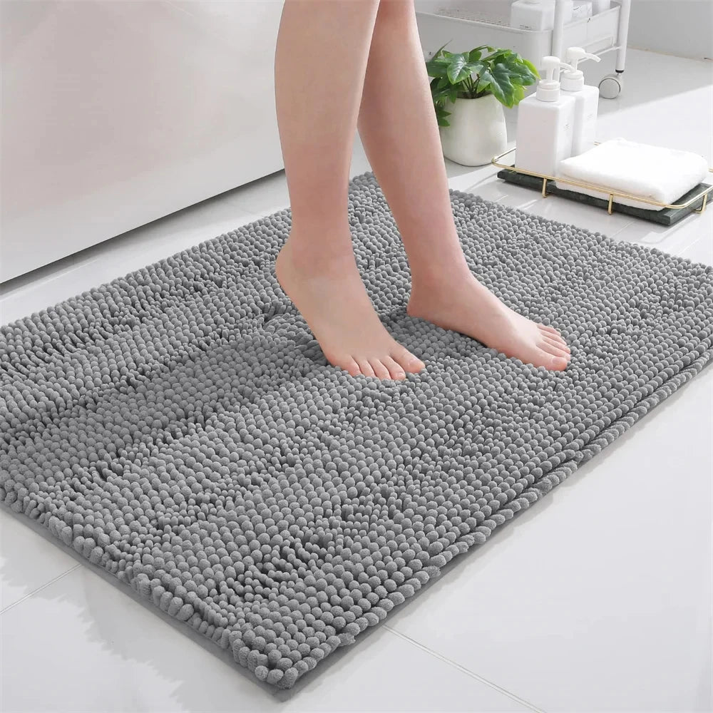 Tapis de bain en chenille moelleuse