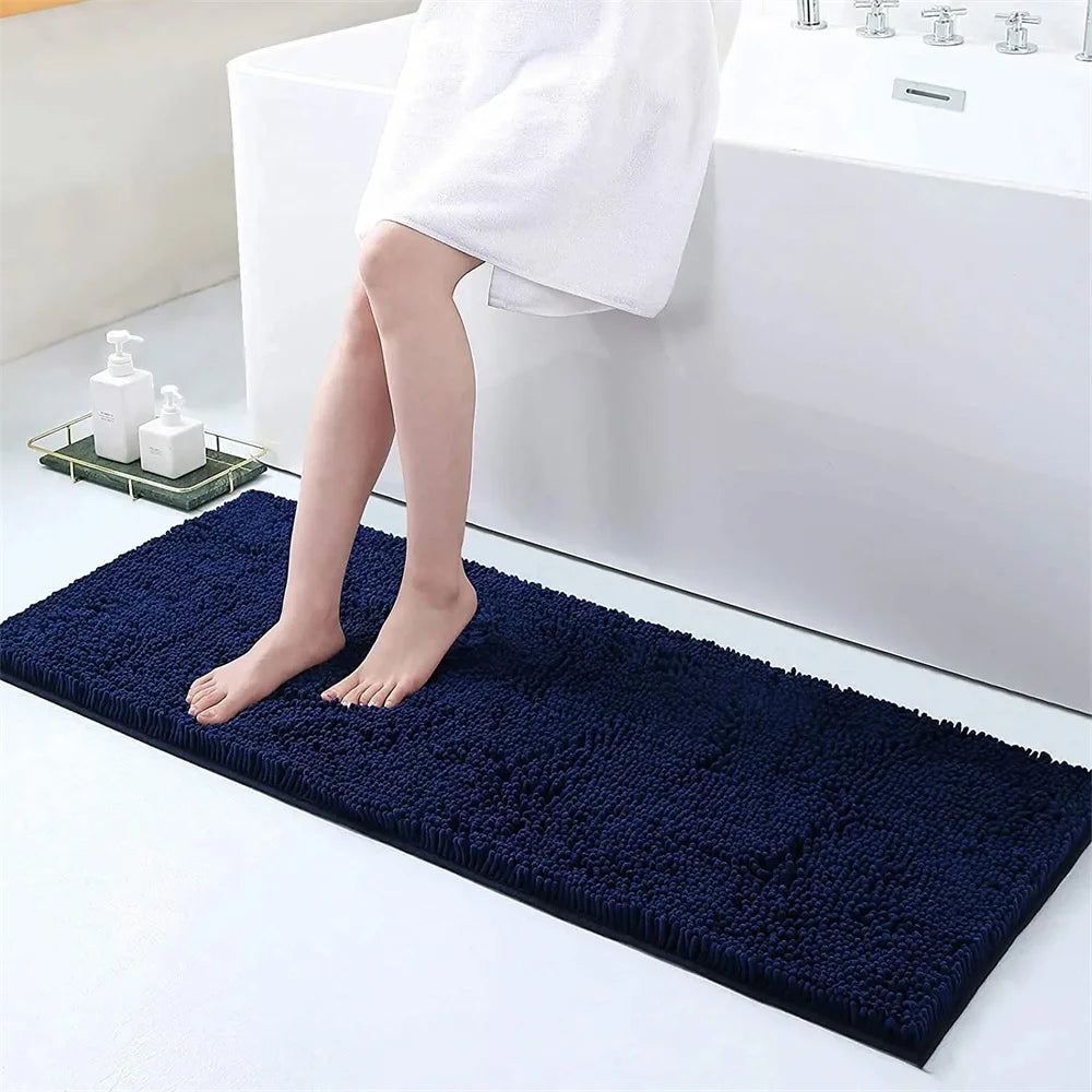 Tapis de bain en chenille moelleuse