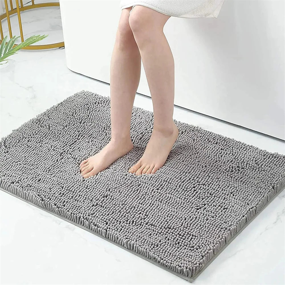 Tapis de bain en chenille moelleuse