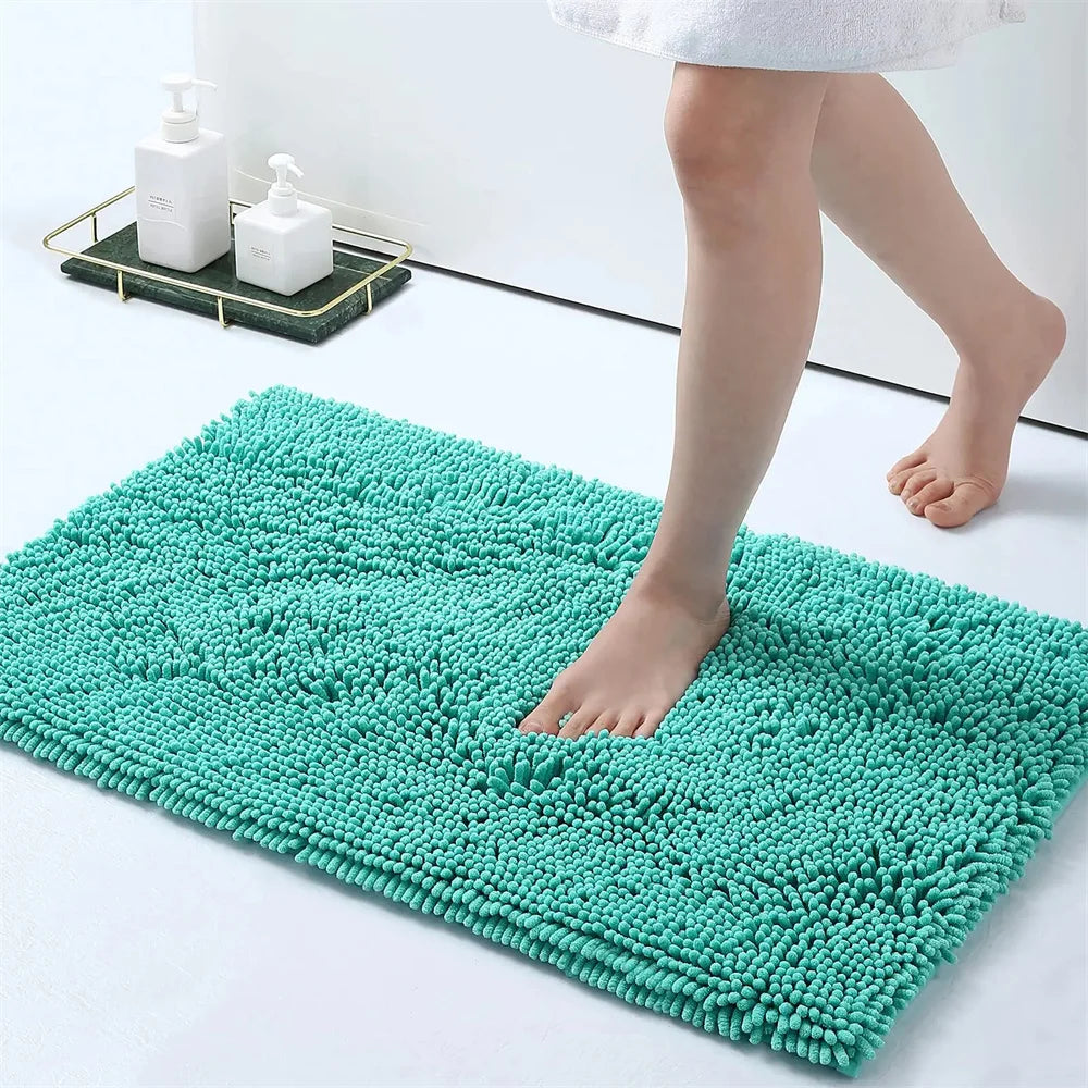 Tapis de bain en chenille moelleuse