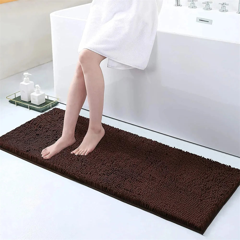 Tapis de bain en chenille moelleuse