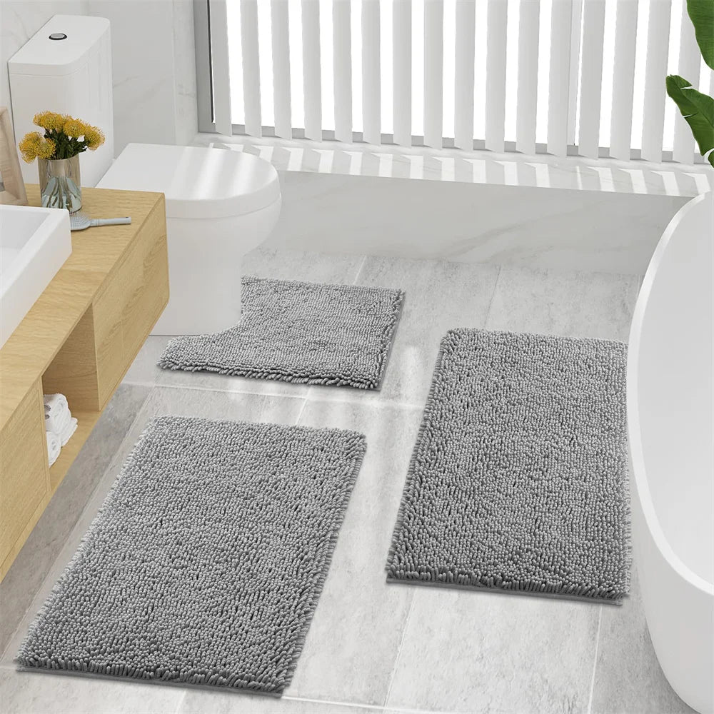Tapis de bain en chenille moelleuse