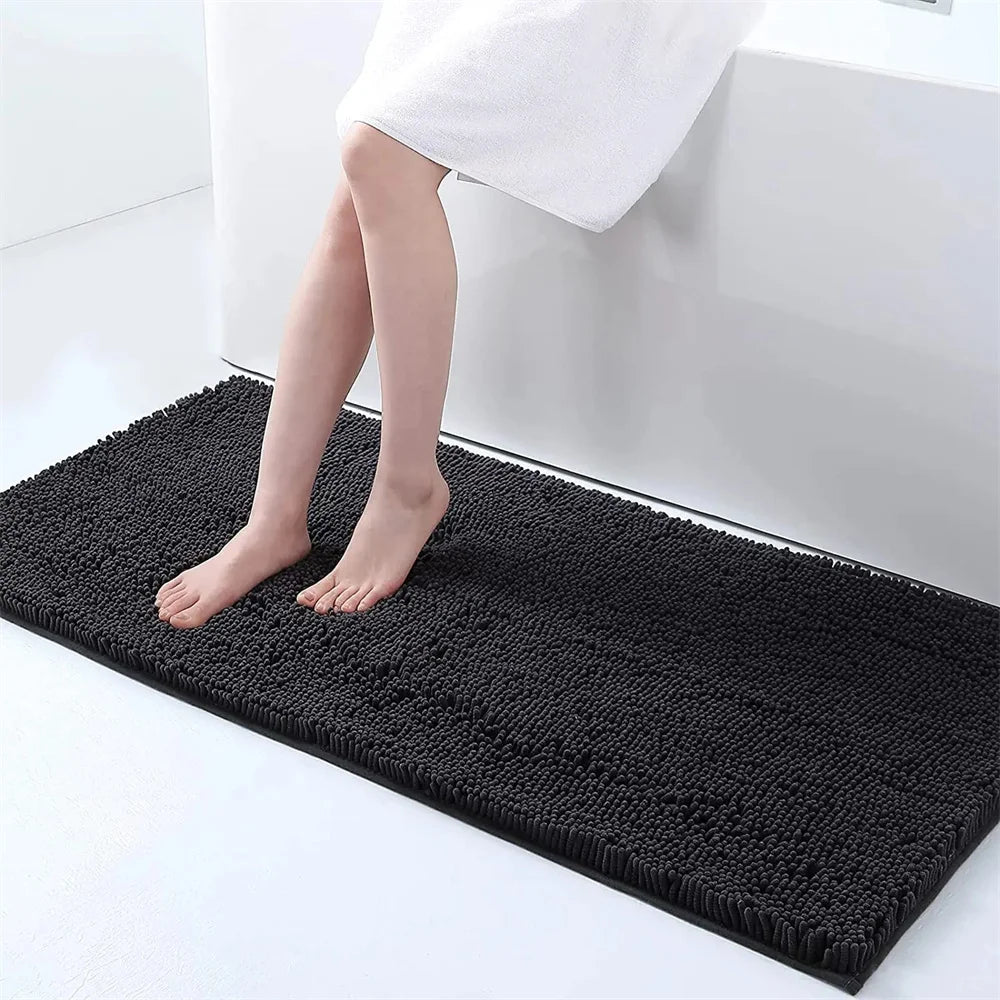 Tapis de bain en chenille moelleuse