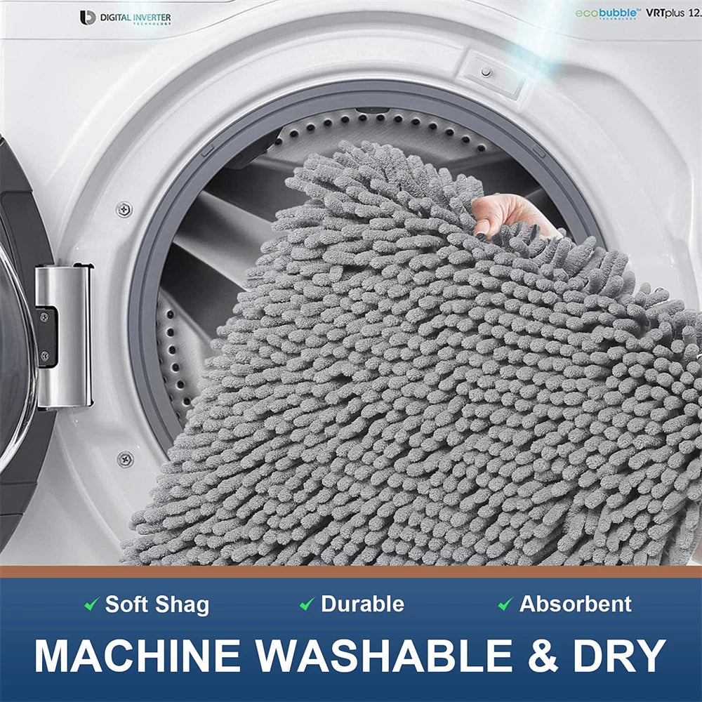 Tapis de bain en chenille moelleuse