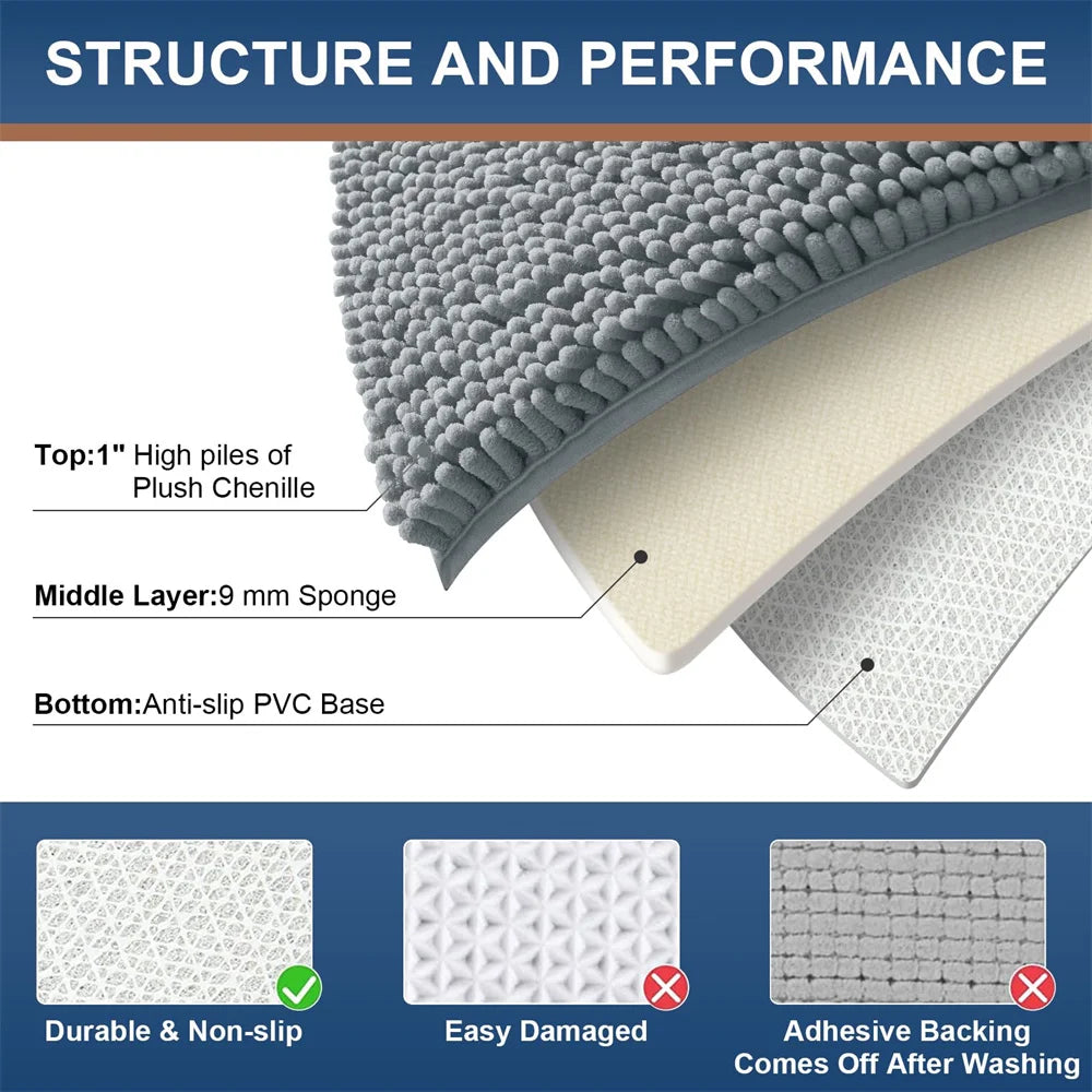 Tapis de bain en chenille moelleuse