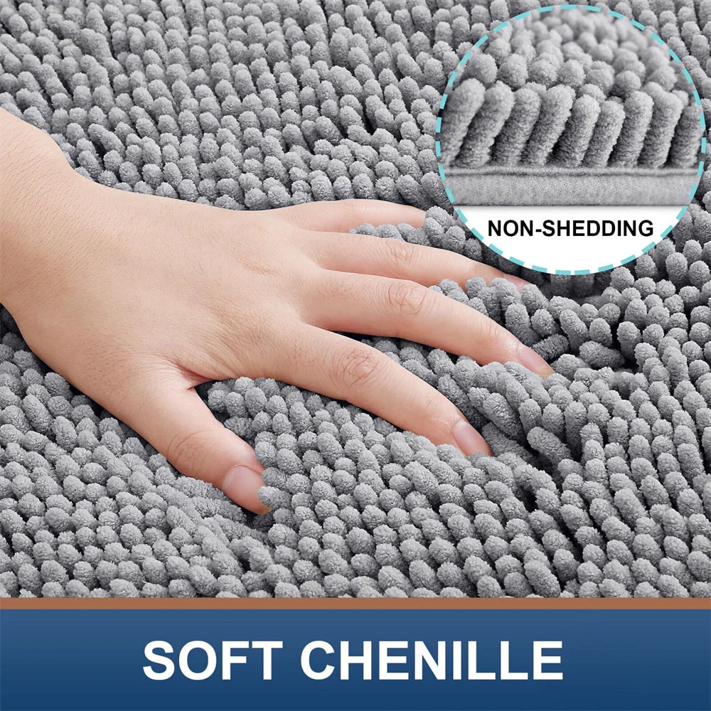 Tapis de bain en chenille moelleuse