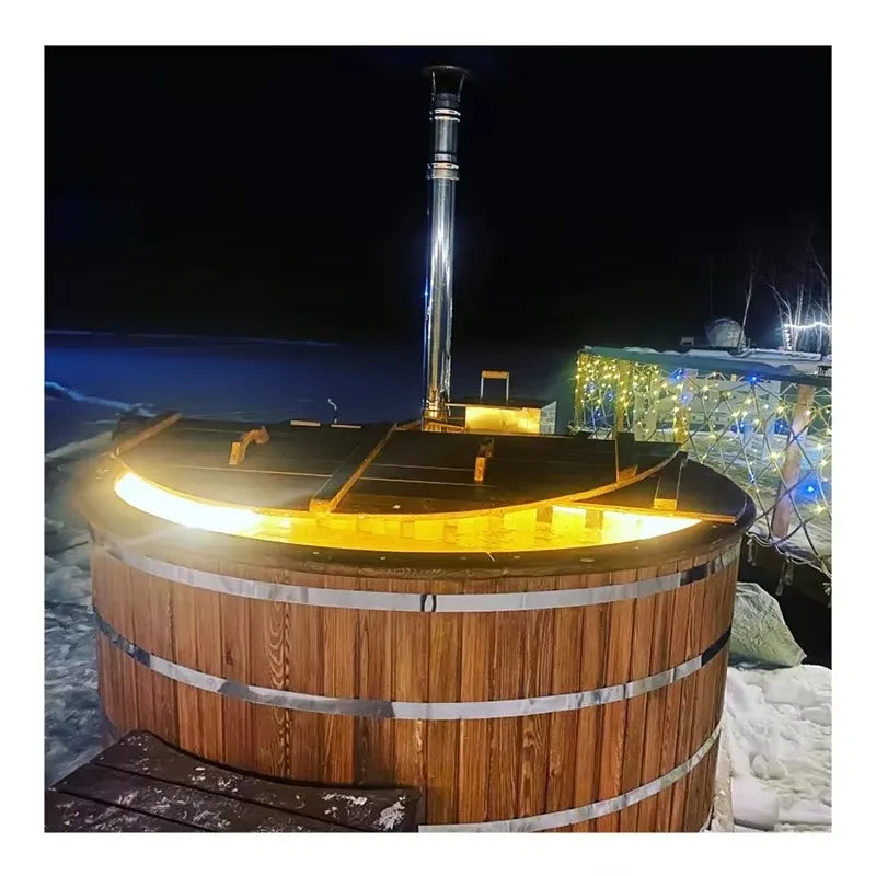 Spa jacuzzi en bois OMGD avec chauffage au bois - 6 à 8 personnes