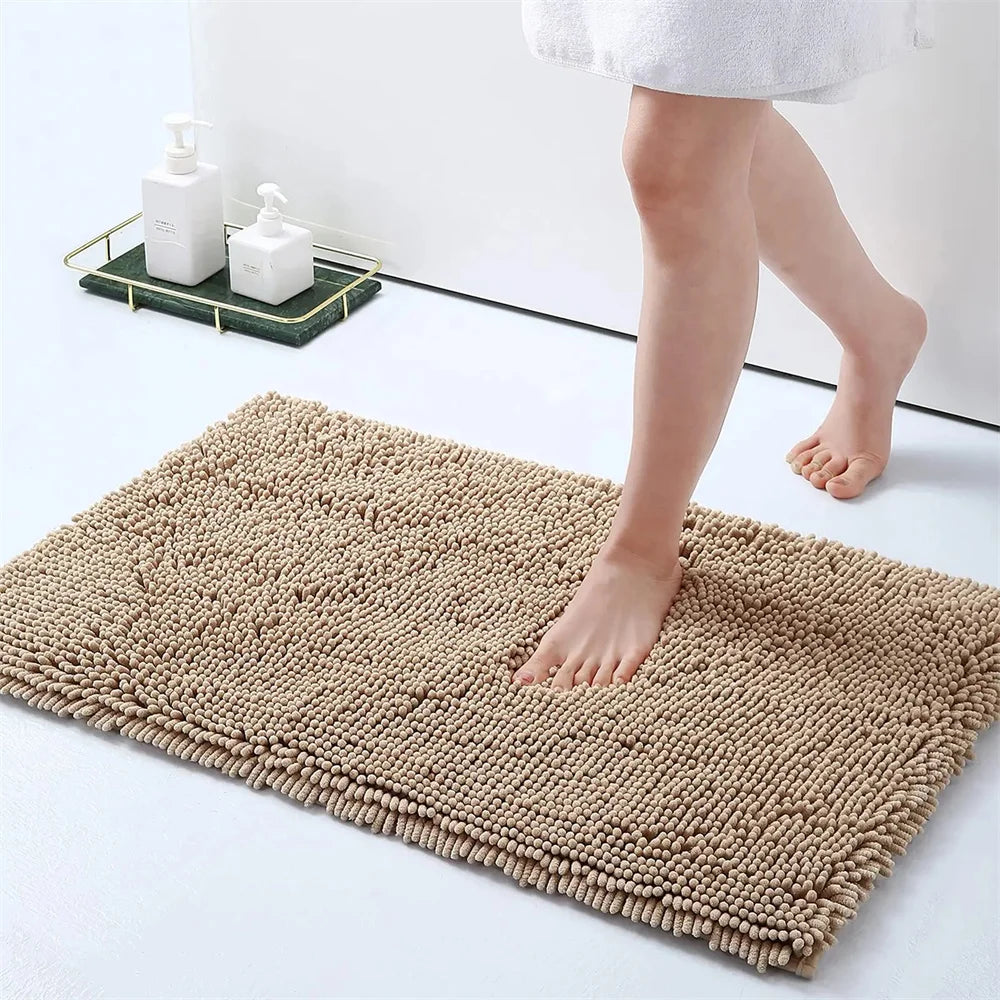 Tapis de bain en chenille moelleuse